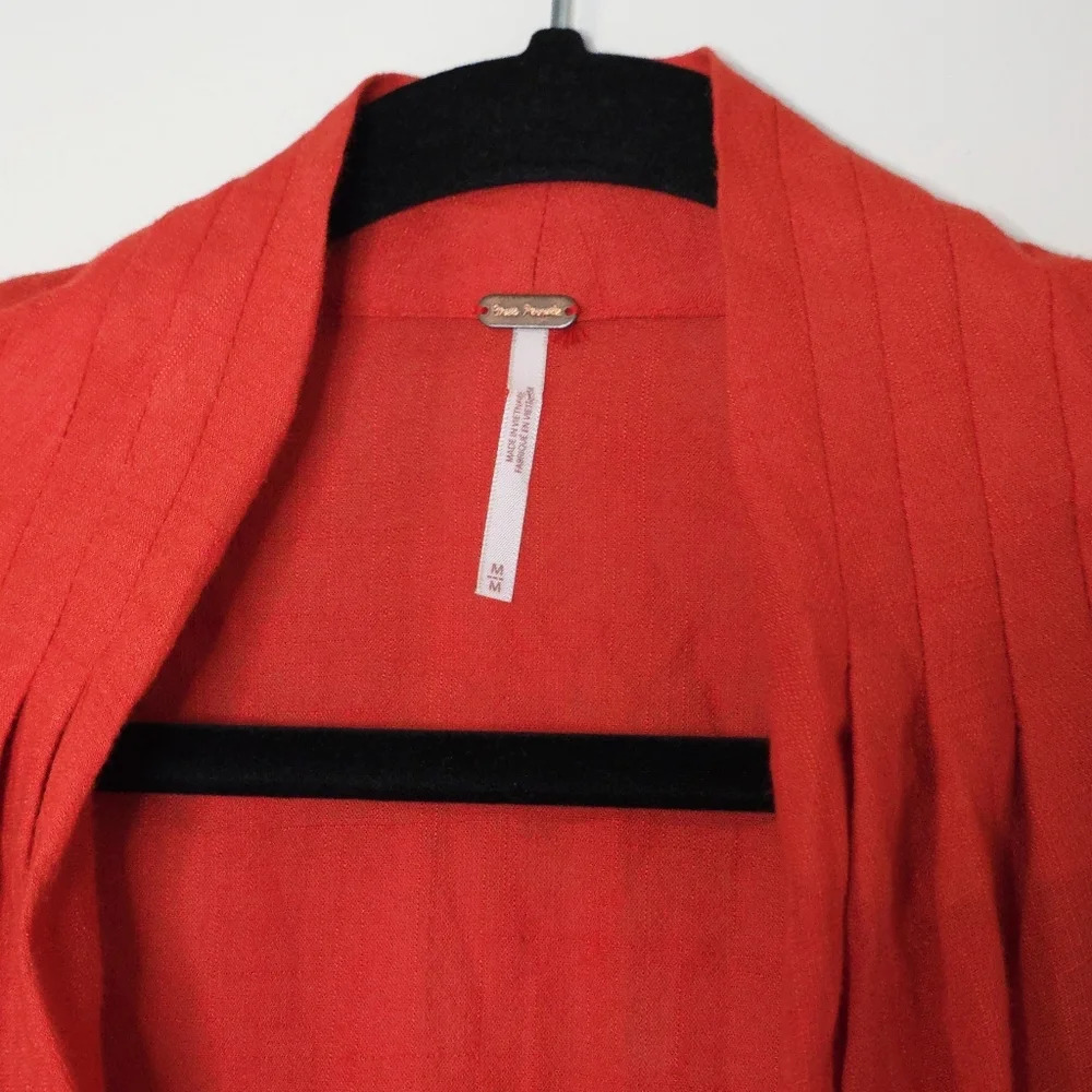 FREE PEOPLE Long Sleeve Deep V-Neck Gauzy Boho Top W/ Mother of Pearl Buttons, M - Picture 4 of 15
